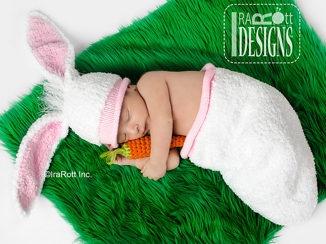 KNIT Bunny Rabbit Hat and Cocoon Set with Carrot