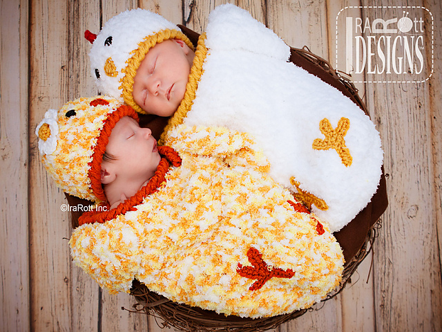 Bok Bok Easter Chicken Baby Hat and Cocoon Set