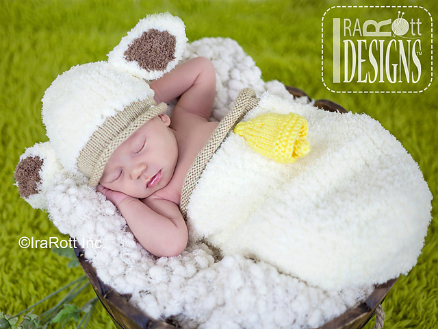 KNIT Baa-Baa Baby Lamb Hat and Cocoon