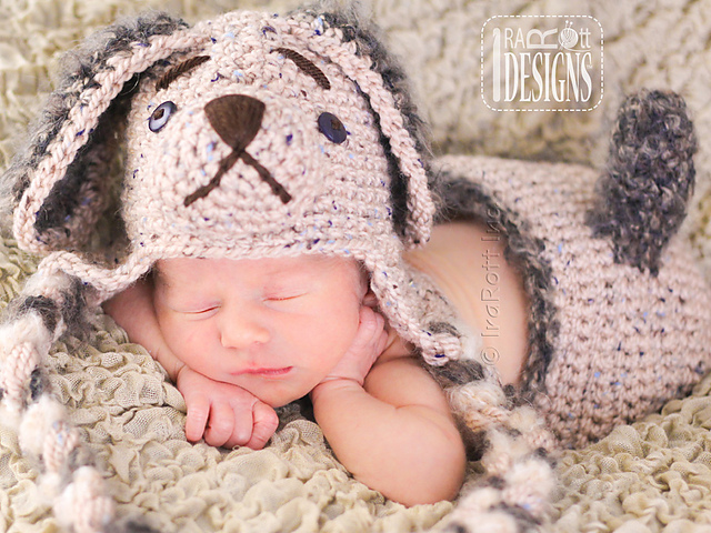Biscuit Puppy Hat and Diaper Cover Set