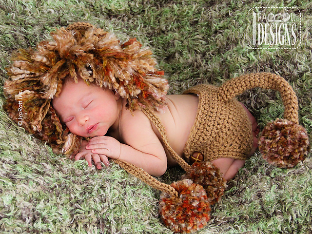 Jungle Lion Hat and Diaper Cover Set