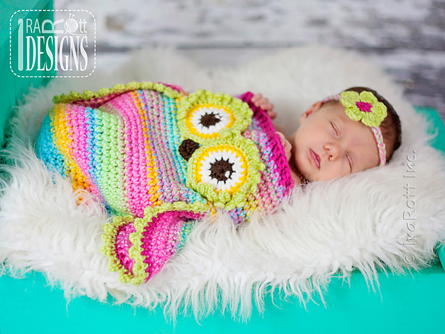 Ava the Owl Baby Hat, Cocoon and Headband