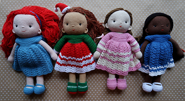 Dolls in dress and booties.