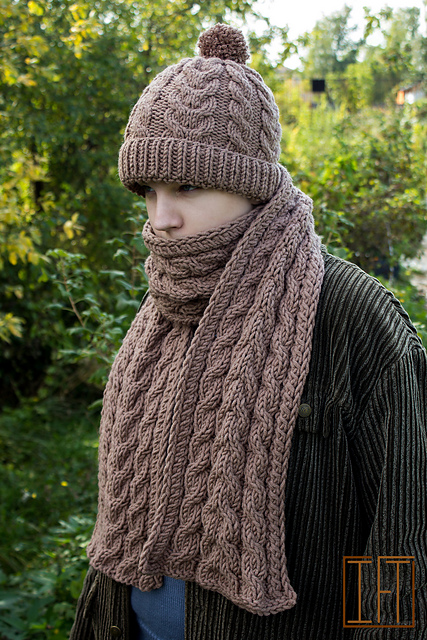 Cable Beanie and Scarf
