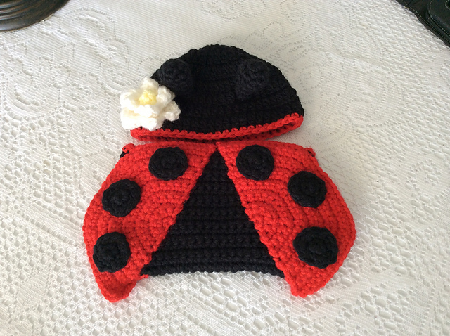 Ladybug hat and diaper cover