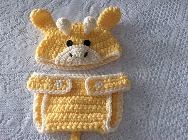 Giraffe hat and diaper cover photo prop