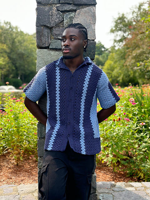 The Blue Tide Crochet Button-up Shirt