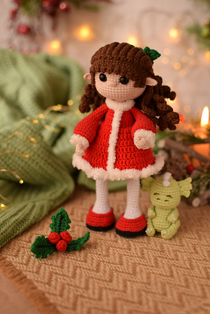 Holly Elf Doll with Dragon