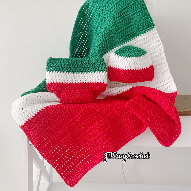 Italian Flag Baby Set Blanket Hat and Pants