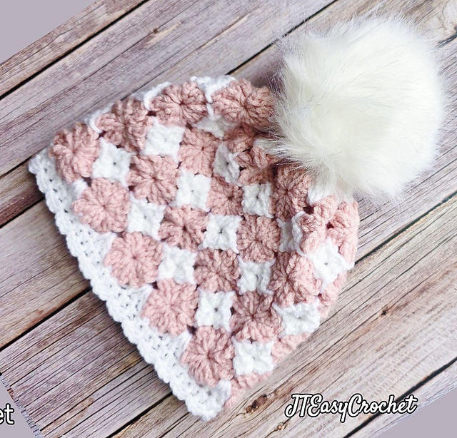 Flower Hat With Pom