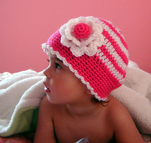 Striped Beanie and a Flower