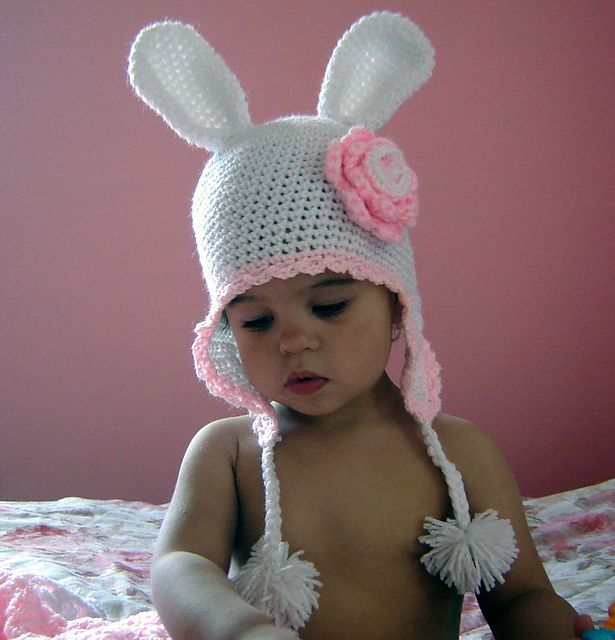 White Bunny Earflap Hat