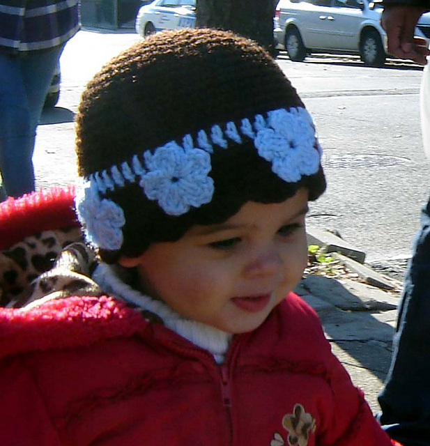 Brown Beanie and Flowers