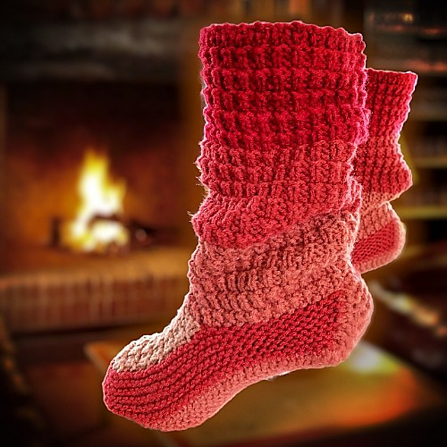 How to Knit Adult Bootie Slippers 