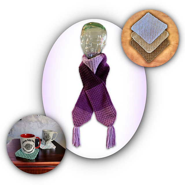 Textured Scarf, Dishcloth and Coasters