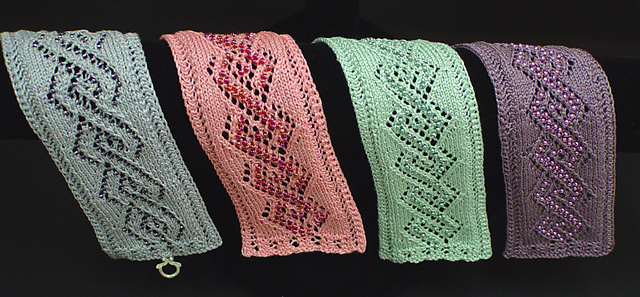 Beaded Lace Cable Bracelets and Bookmarks