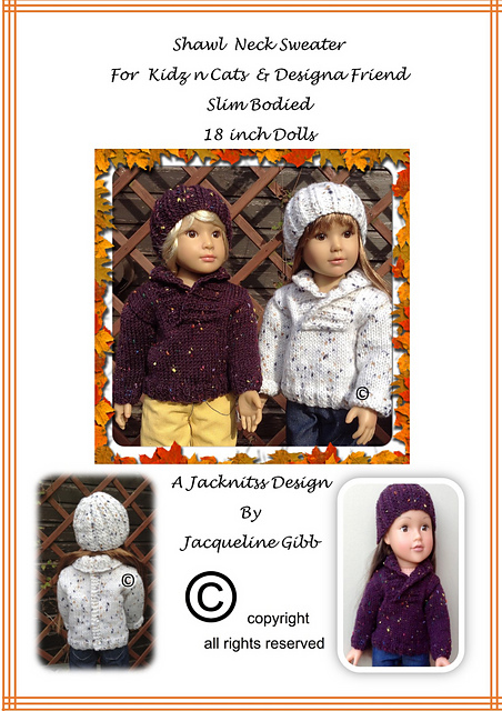 Shawl Neck Sweater for 18" Slim Bodied Dolls