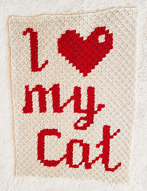 I Love My Cat C2C Blanket
