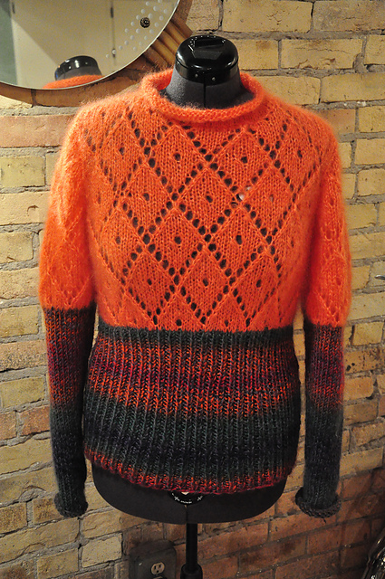 #22 Ajourmuster-Pulli mit geripptem Unterteil