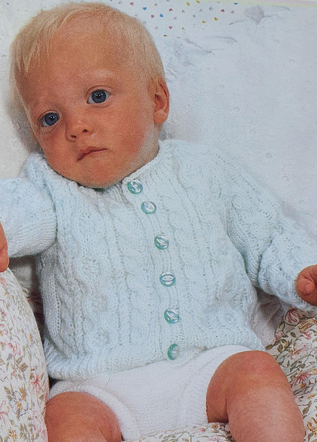 Round Neck Aran Pattern Cardigan