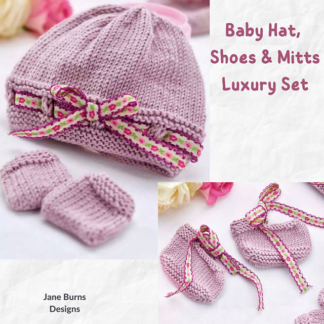 Baby Hat, Shoes & Mittens Luxury Set