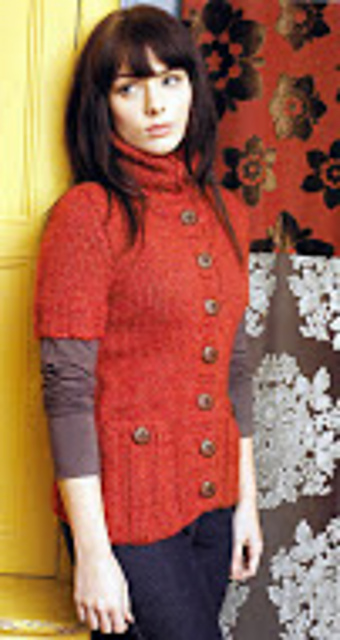 Sulka high collar, short-sleeved cardigan