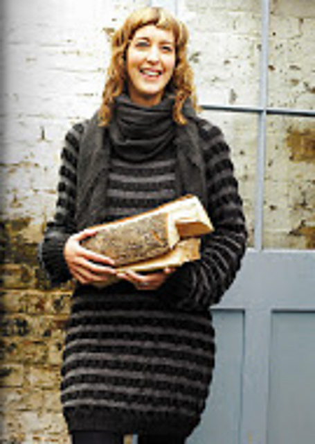 Nuna ruffly-stripes, wide-neck sweater