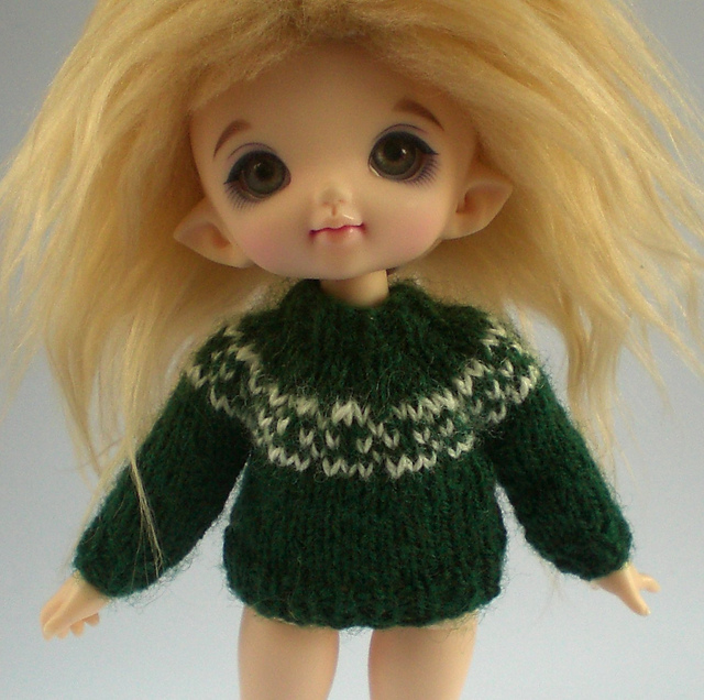Yoked Fair-Isle Sweater for Pukifee or Lati Yellow