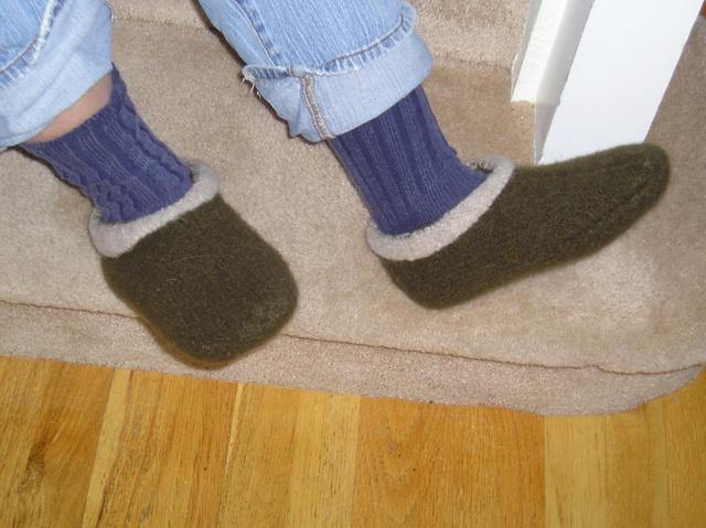 Felted, Rolled-Cuff Slippers