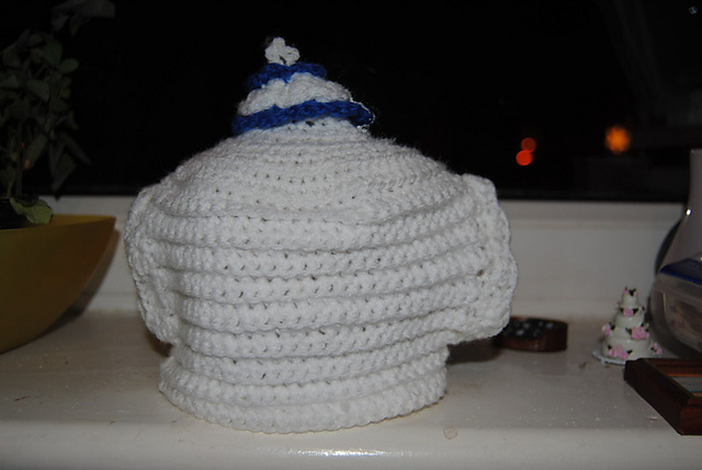 crochet tea and egg cosies