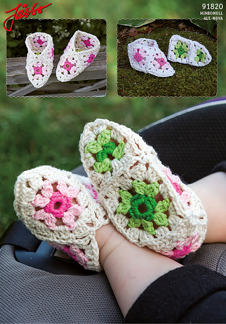 91820 Granny Square Baby Slippers