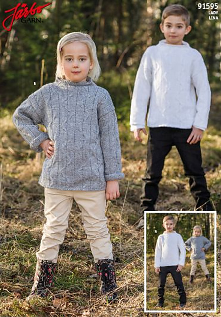 91595. TRÖJA MED FINT FLÄTMÖNSTER FÖR BARN