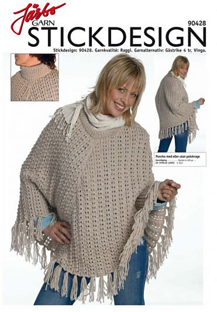 90428. PONCHO MED ELLER UTAN POLOKRAGE