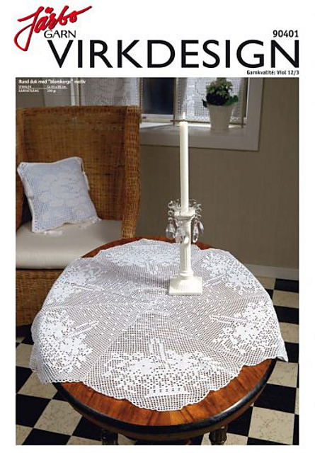 90401. RUND DUK MED BLOMKORGS MOTIV