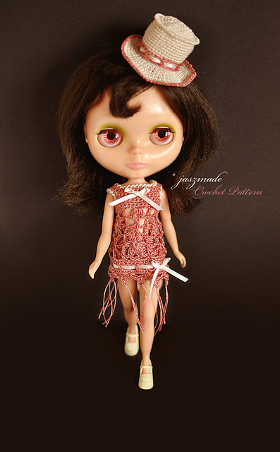 Flapper Dress, Fedora & Knickers for 12" Blythe