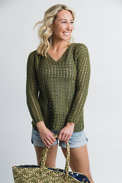 【RonHerman】Paper Mix Mesh Knit Pullover Crochet This Men's Pullover Today - Allyn - Expression Fiber Arts