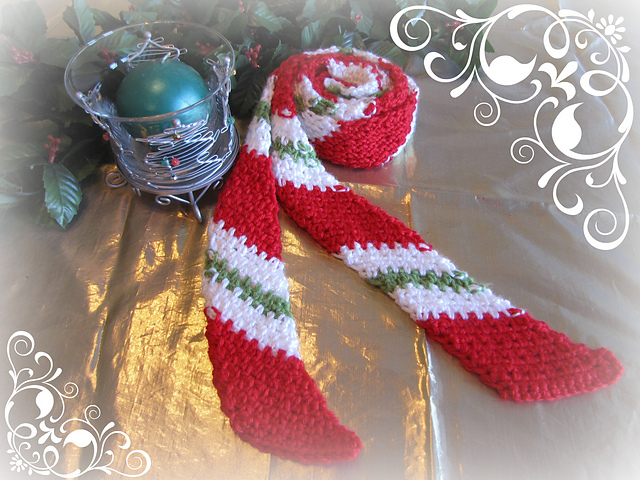 Candy Cane Holiday Memories Crochet Scarf