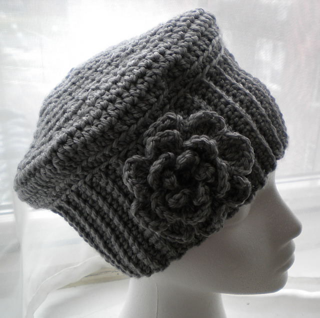 Cloche Hat with Flower- Crochet