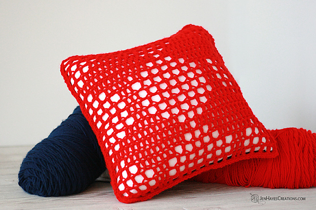 Patriotic Lace Pillow in Red