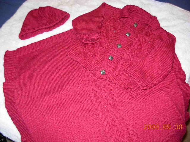 Cabled Sweater, Hat & Blanket