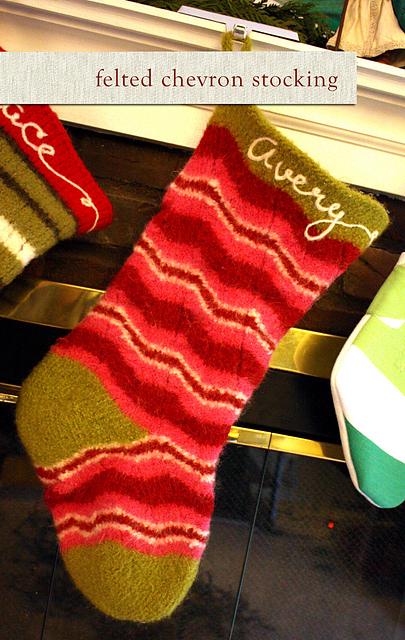 Felted Chevron Christmas Stocking