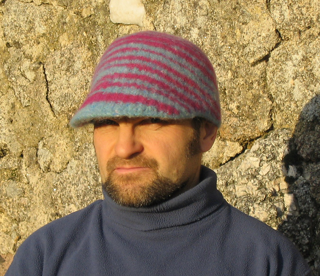 skybluepink peaked felted cap
