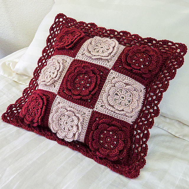 Checkered Rose Pillow