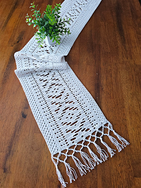 Boho Chic Crochet Table Runner