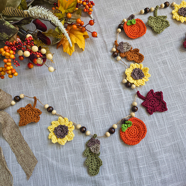 Autumn Gathering Crochet Garland
