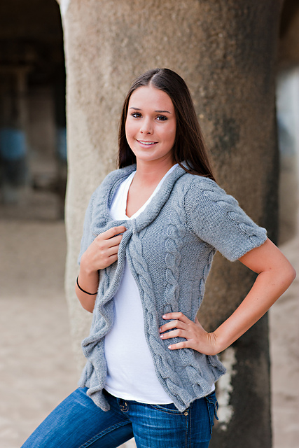 Ruffle Cable Short Sleeve Cardigan