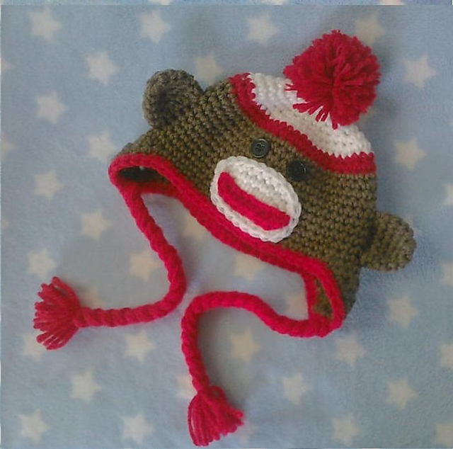 sock monkey baby hat