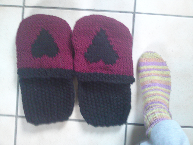 Felted heart slippers