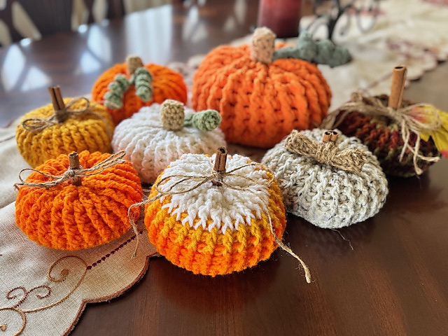 Rustic Rice Stitch Pumpkins