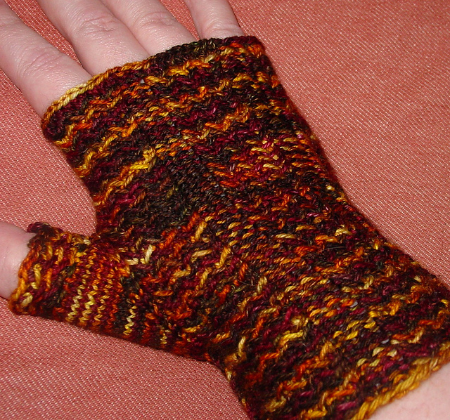 Herringbone Fingerless Mitts